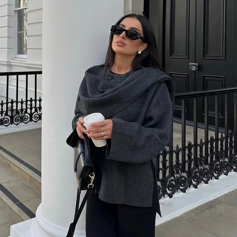Damen Asymmetrischer Cape-Poncho – Eleganter Überwurf für Herbst und Winter