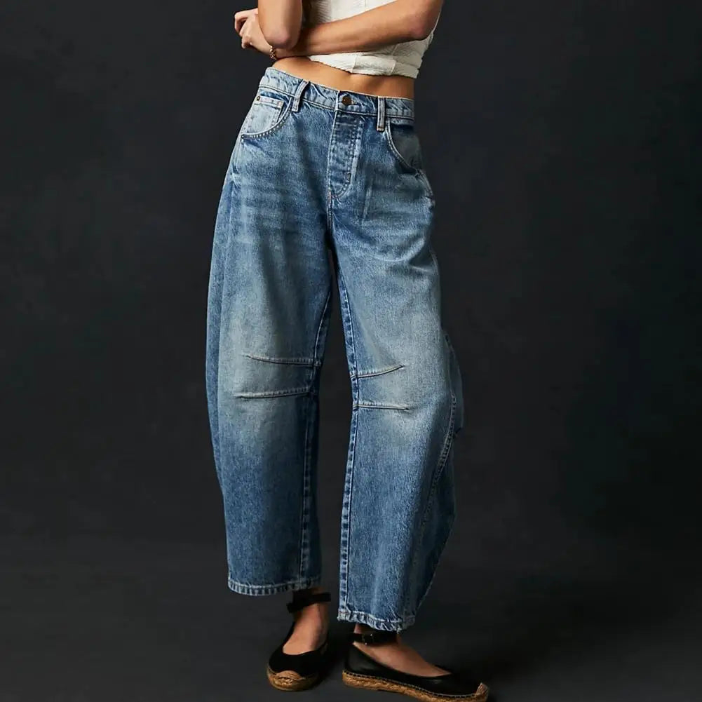 Damen Barrel-Leg Jeans mit Tierdruck