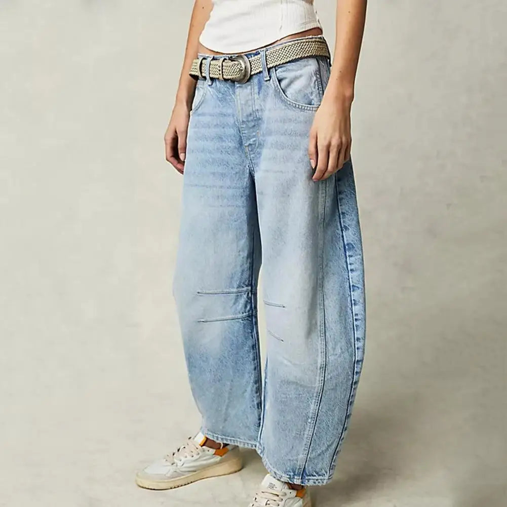 Damen Barrel-Leg Jeans mit Tierdruck