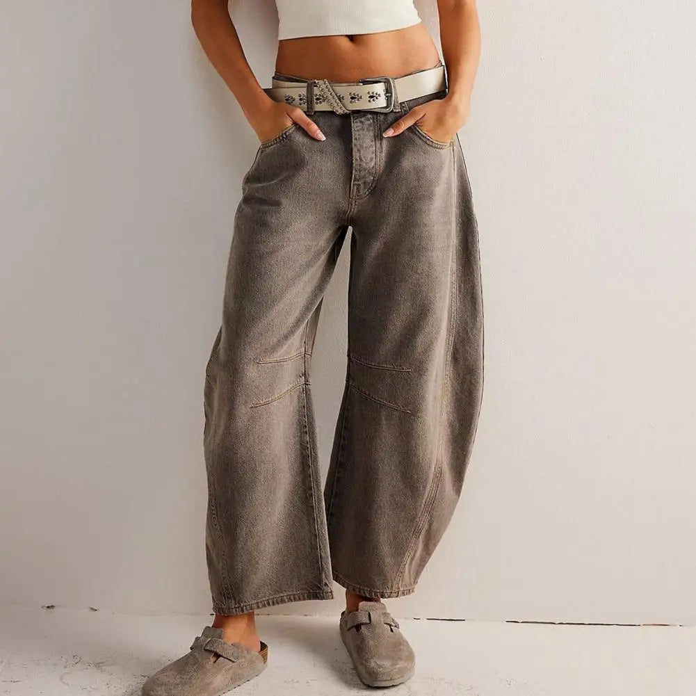 Damen Barrel-Leg Jeans mit Tierdruck