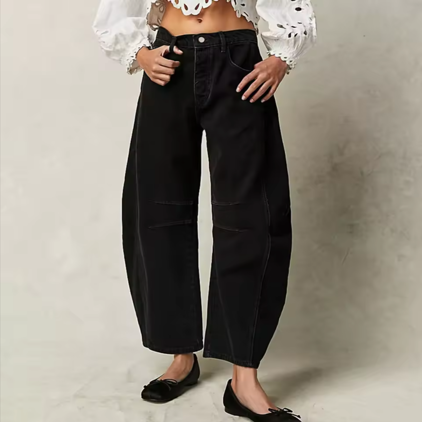 Damen Barrel-Leg Jeans mit Tierdruck