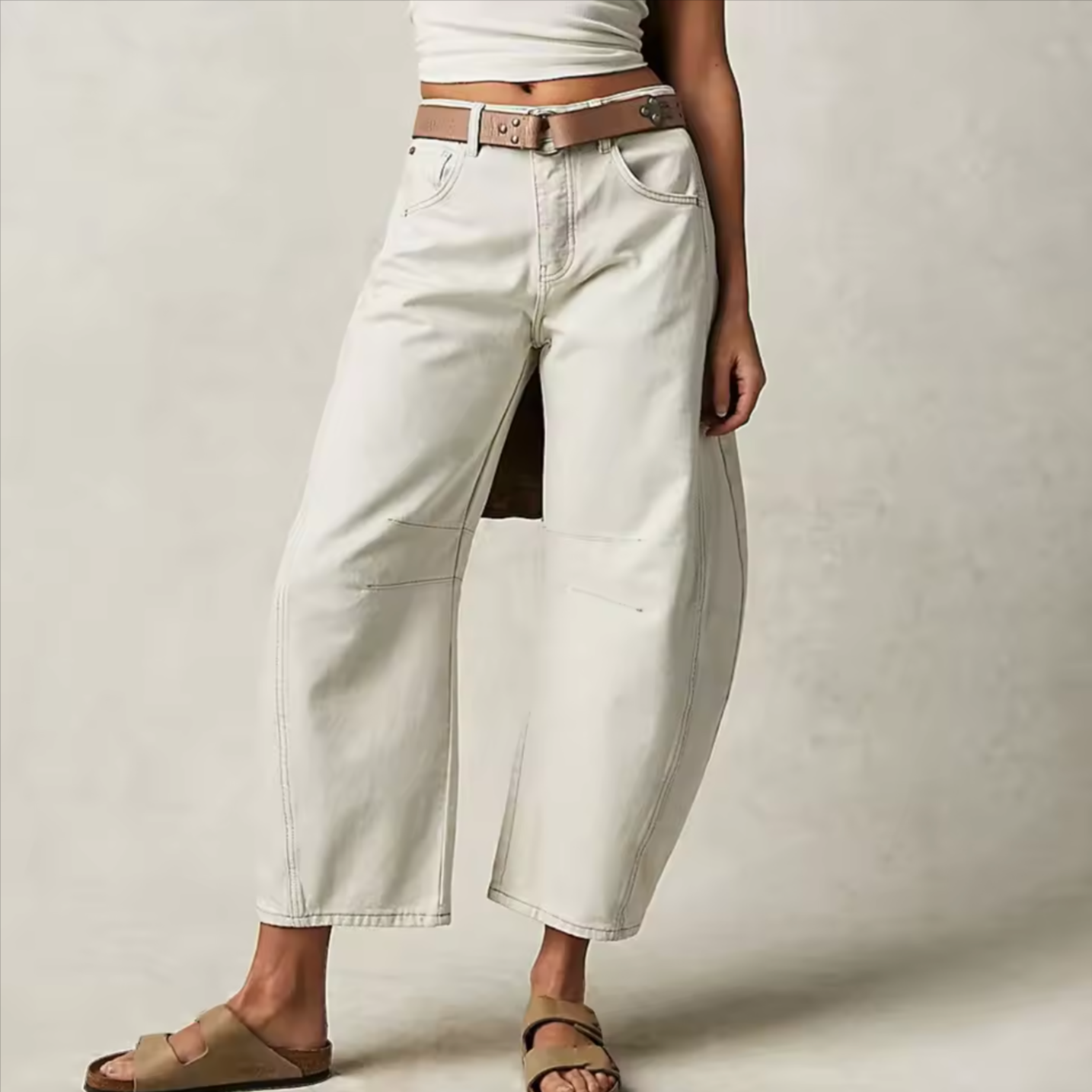 Damen Barrel-Leg Jeans mit Tierdruck