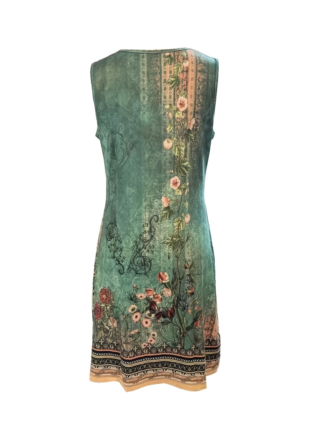Damen Blumendruck Kleid mit Kerlausschnitt und Knopfdetails - Elegantes Festliches Kleid für Hochzeitsgäste und besondere Anlässe