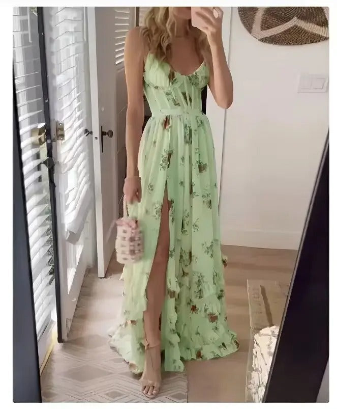 Damen Blumenkleid Ärmellos Elegant für Hochzeitsgast Festliches Kleid