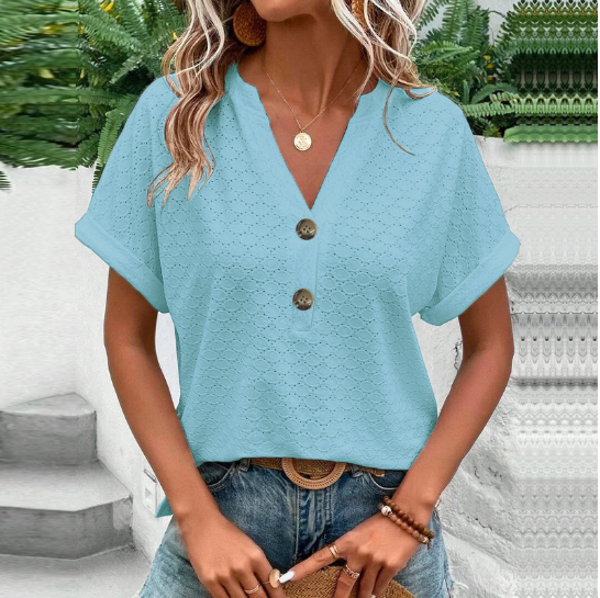 Damen Bluse – Sommerlicher Schnitt mit moderner Struktur