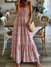 Damen Bohemian Slip Kleid Midi mit Druck für Sommer, Leichter Stoff, Entspannte Silhouette, Ideal für Strand und Freizeit