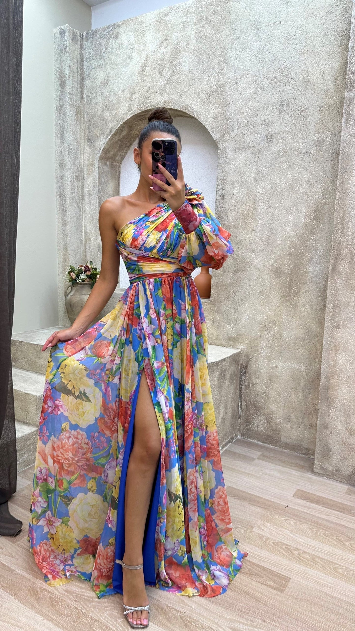 Damen Elegantes Kleid Langarm Fließend Festliches Hochzeitskleid in verschiedenen Farben