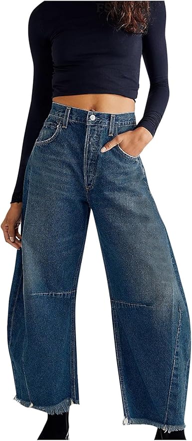 Damen Jeans mit hoher Taille und weitem Bein