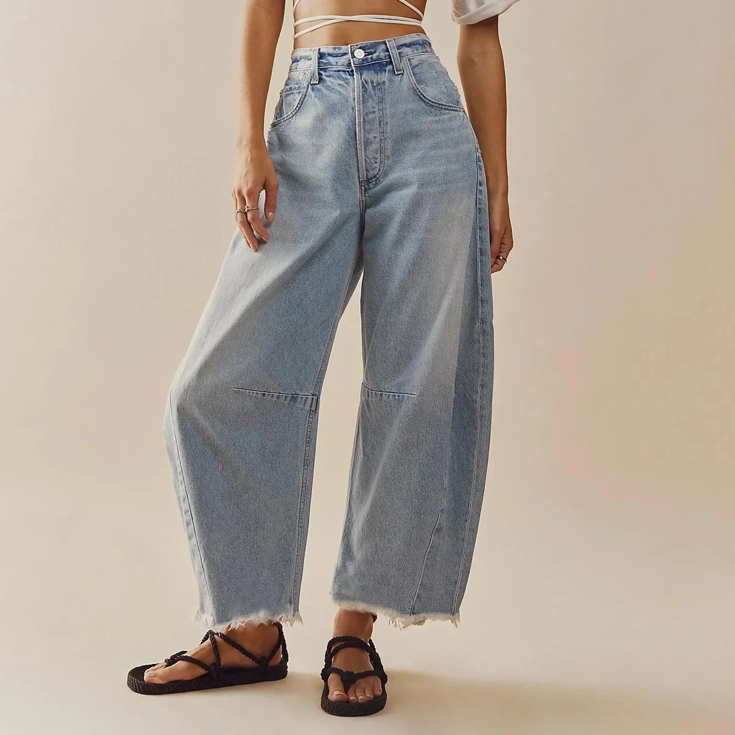Damen Jeans mit hoher Taille und weitem Bein
