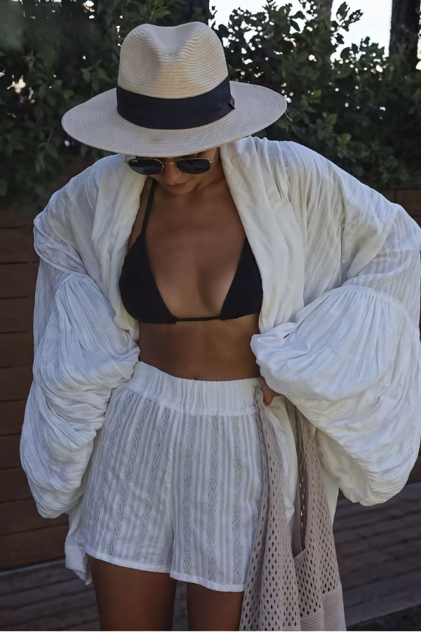 Damen Kimono-Hemd Set mit Shorts - Leicht und Elegant für Strand und Freizeit
