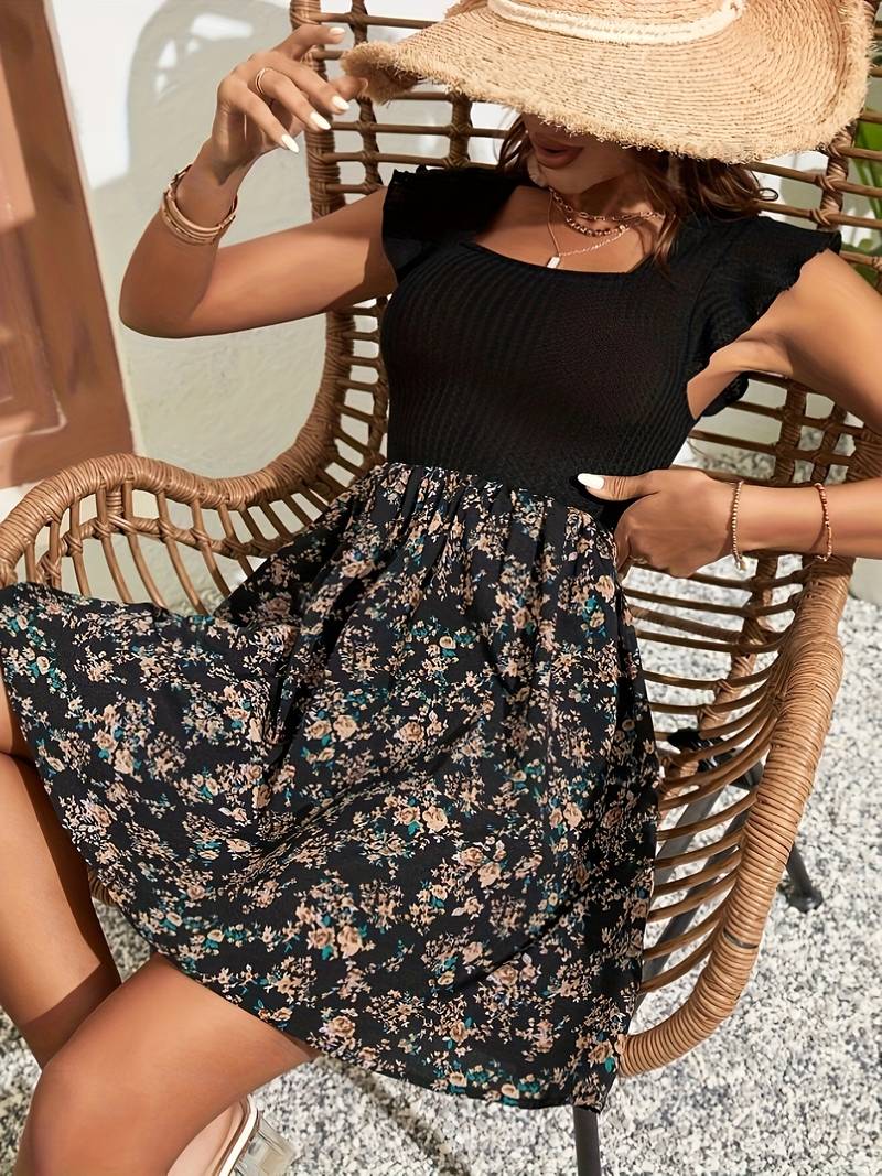 Damen Kleid – Eleganter Sommerlook mit Flatterärmeln