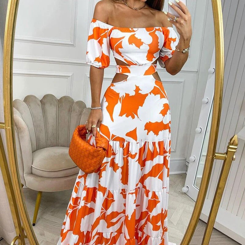 Damen Kleid – Off-Shoulder-Eleganz mit sommerlichem Flair