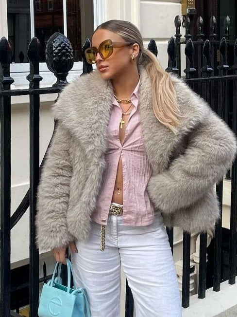 Damen Kunstpelzjacke – Luxuriöser Faux-Fur Mantel für Herbst und Winter