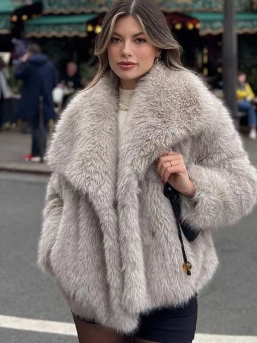 Damen Kunstpelzjacke – Luxuriöser Faux-Fur Mantel für Herbst und Winter
