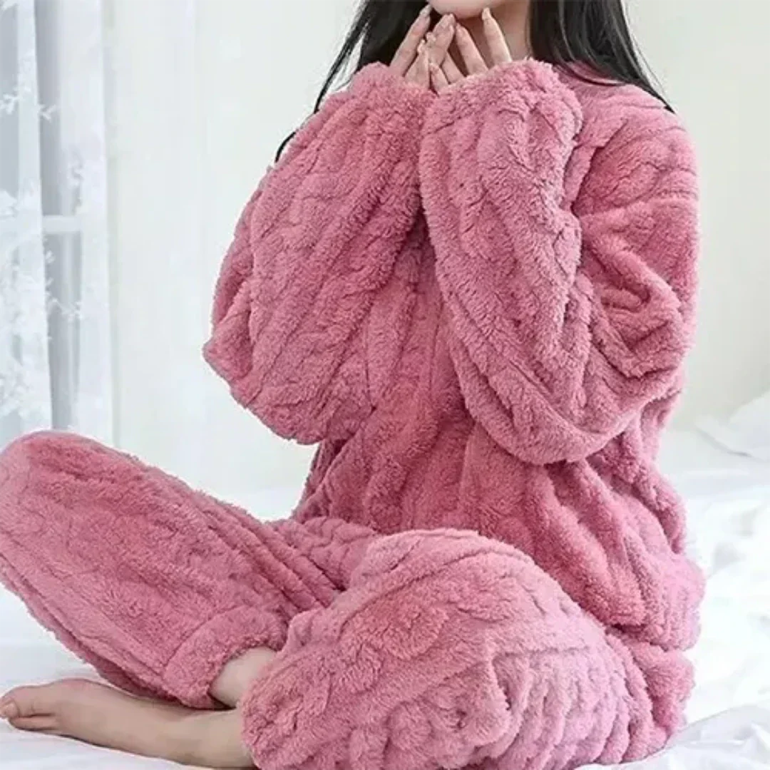 Damen-Kuschelpullover und -Hose Set – Flauschiges und gemütliches Loungewear-Set für Zuhause4