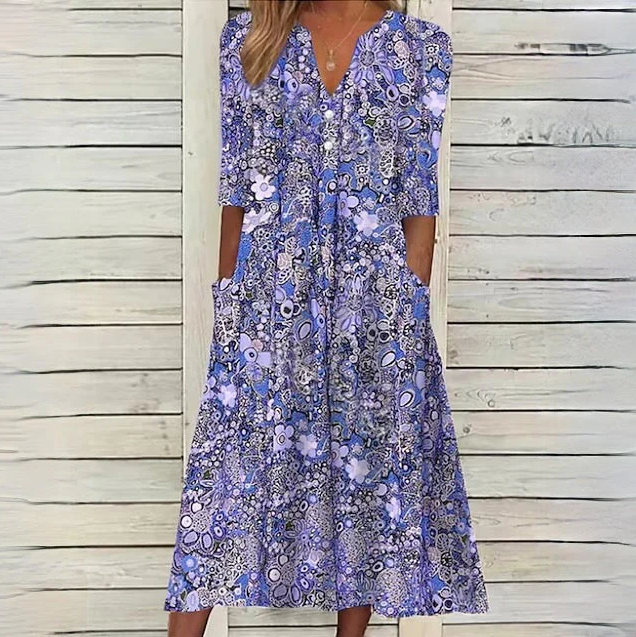 Damen Midikleid mit Blumenmuster – Romantisch & Vielseitig