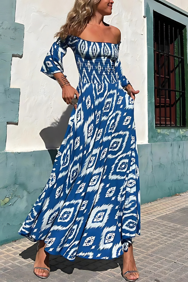 Damen Off-Shoulder A-Linie Kleid Festlich für Hochzeitsgast und besondere Anlässe