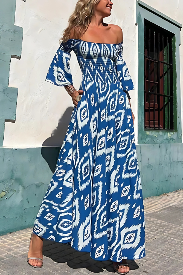 Damen Off-Shoulder A-Linie Kleid Festlich für Hochzeitsgast und besondere Anlässe