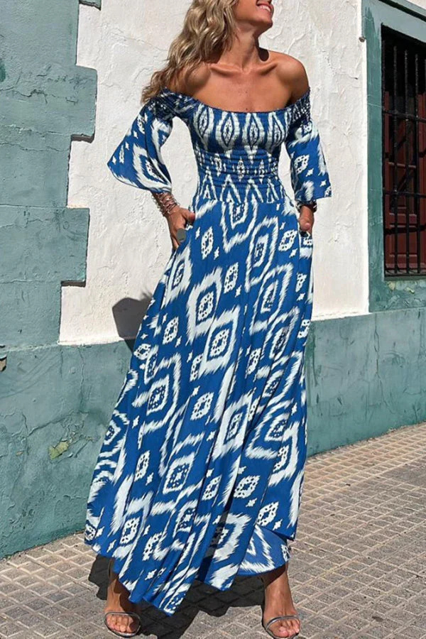 Damen Off-Shoulder A-Linie Kleid Festlich für Hochzeitsgast und besondere Anlässe