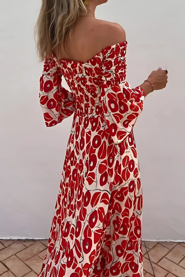 Damen Off-Shoulder A-Linie Kleid Festlich für Hochzeitsgast und besondere Anlässe
