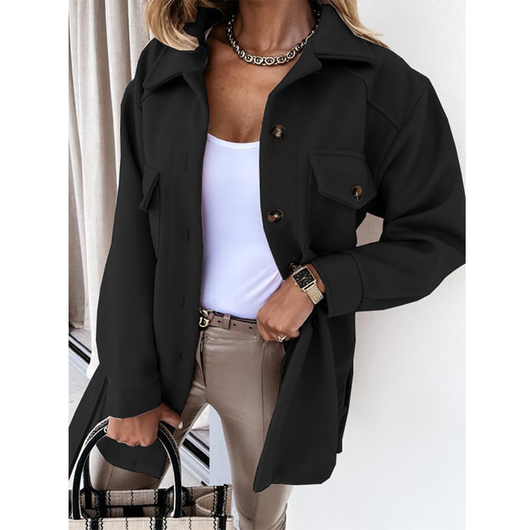Damen Oversize Hemdjacke – Lässige Langarm Shacket mit Knöpfen