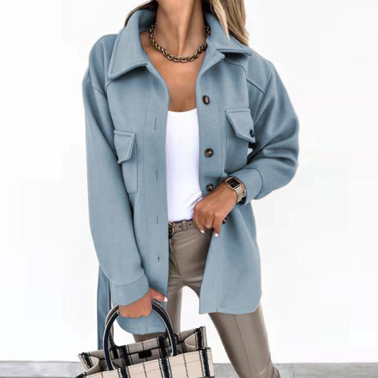 Damen Oversize Hemdjacke – Lässige Langarm Shacket mit Knöpfen