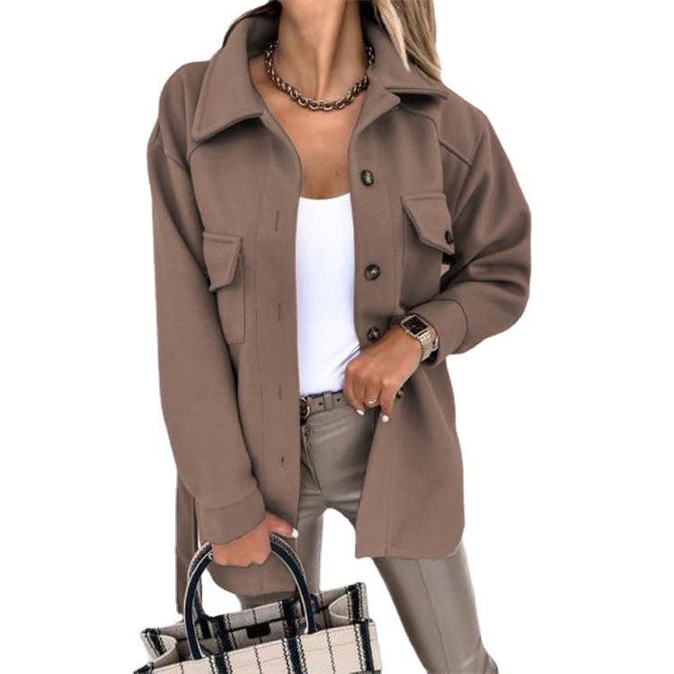 Damen Oversize Hemdjacke – Lässige Langarm Shacket mit Knöpfen