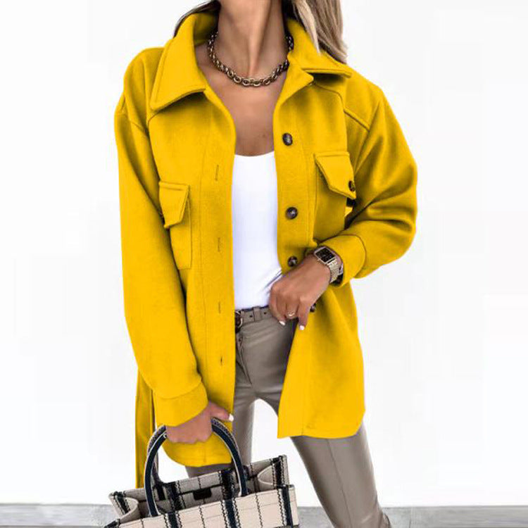 Damen Oversize Hemdjacke – Lässige Langarm Shacket mit Knöpfen