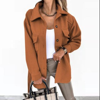 Damen Oversize Hemdjacke – Lässige Langarm Shacket mit Knöpfen