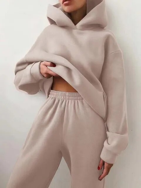 Damen Oversize Hoodie und Jogger Trainingsanzug – Lässiges Zweiteiliges Loungewear Set8