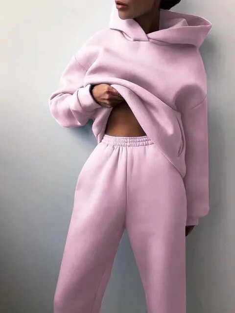 Damen Oversize Hoodie und Jogger Trainingsanzug – Lässiges Zweiteiliges Loungewear Set14