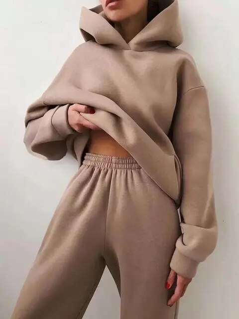 Damen Oversize Hoodie und Jogger Trainingsanzug – Lässiges Zweiteiliges Loungewear Set10