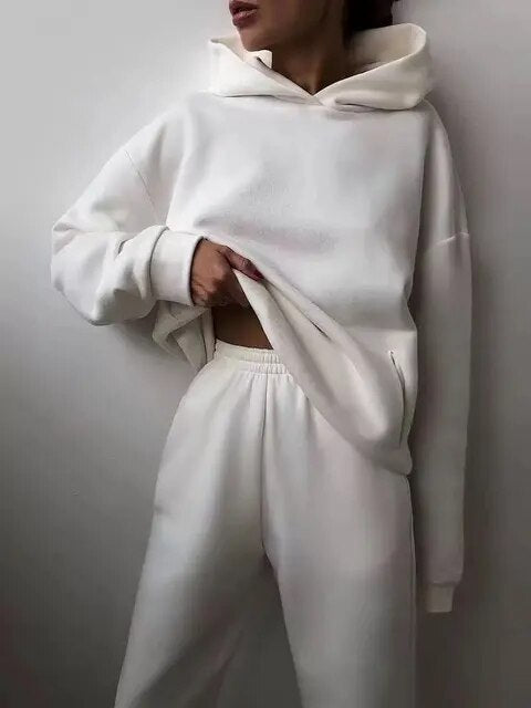 Damen Oversize Hoodie und Jogger Trainingsanzug – Lässiges Zweiteiliges Loungewear Set12