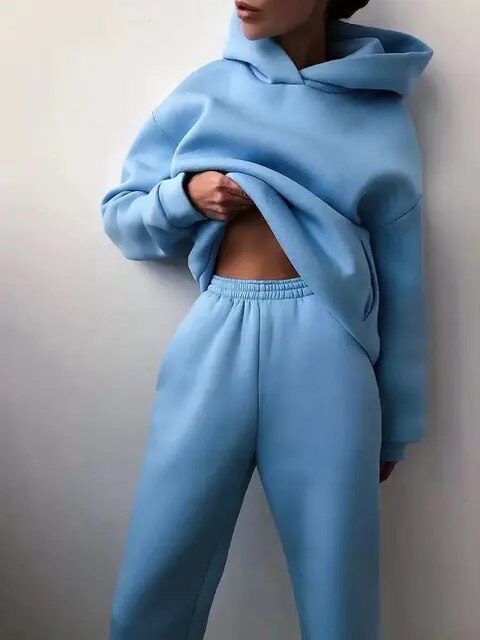 Damen Oversize Hoodie und Jogger Trainingsanzug – Lässiges Zweiteiliges Loungewear Set11
