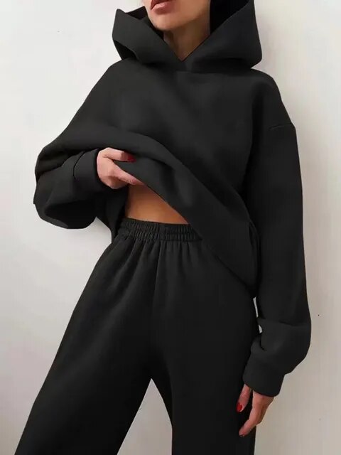 Damen Oversize Hoodie und Jogger Trainingsanzug – Lässiges Zweiteiliges Loungewear Set13