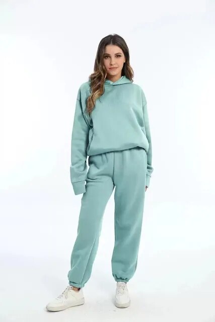 Damen Oversize Hoodie und Jogger Trainingsanzug – Lässiges Zweiteiliges Loungewear Set2