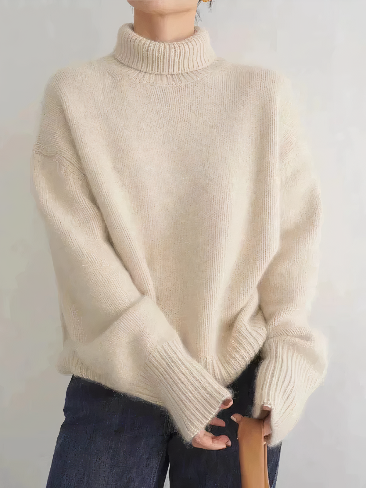Damen Oversize Rollkragenpullover – Kuscheliger Strick für Herbst und Winter2