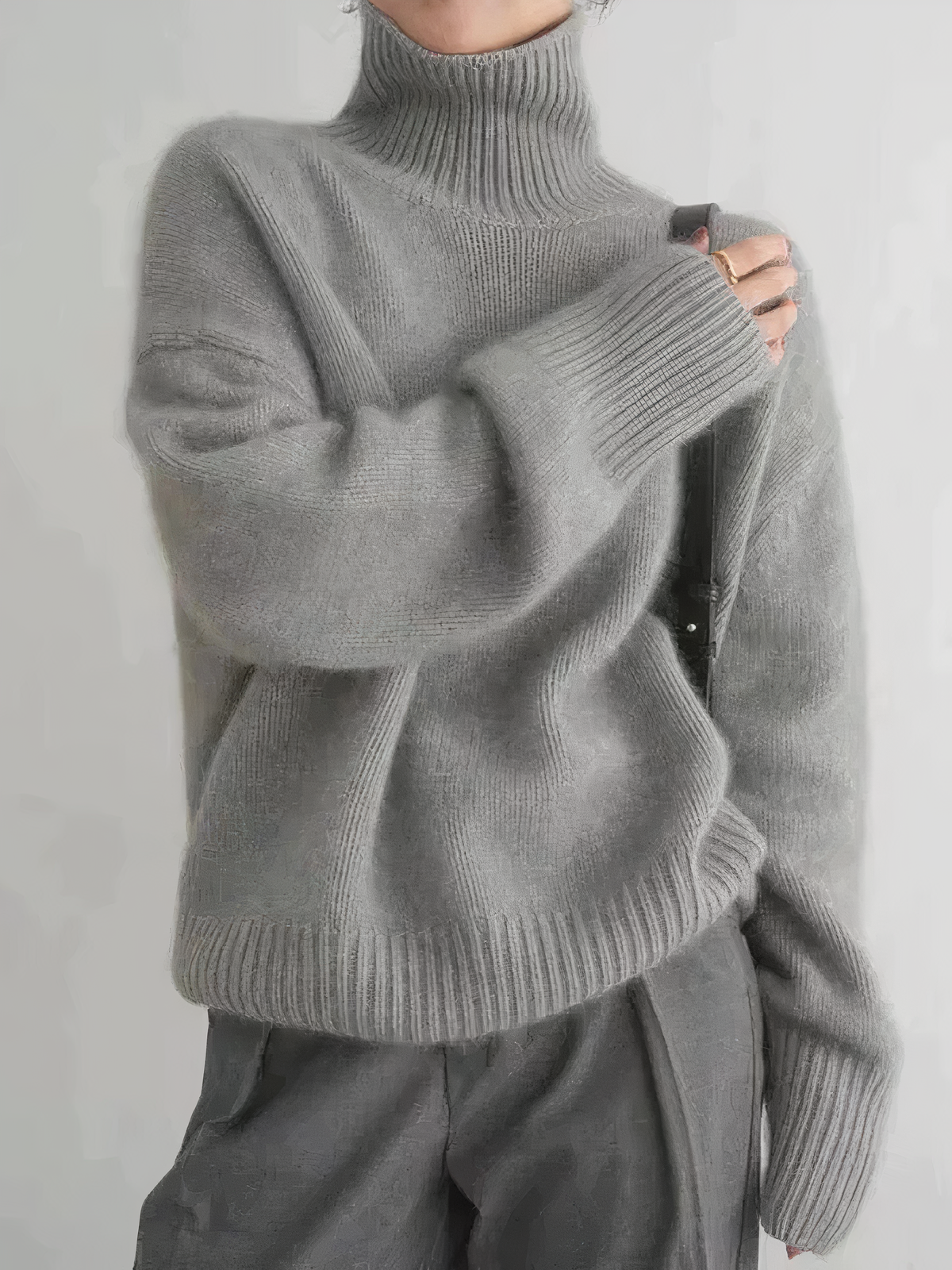Damen Oversize Rollkragenpullover – Kuscheliger Strick für Herbst und Winter1