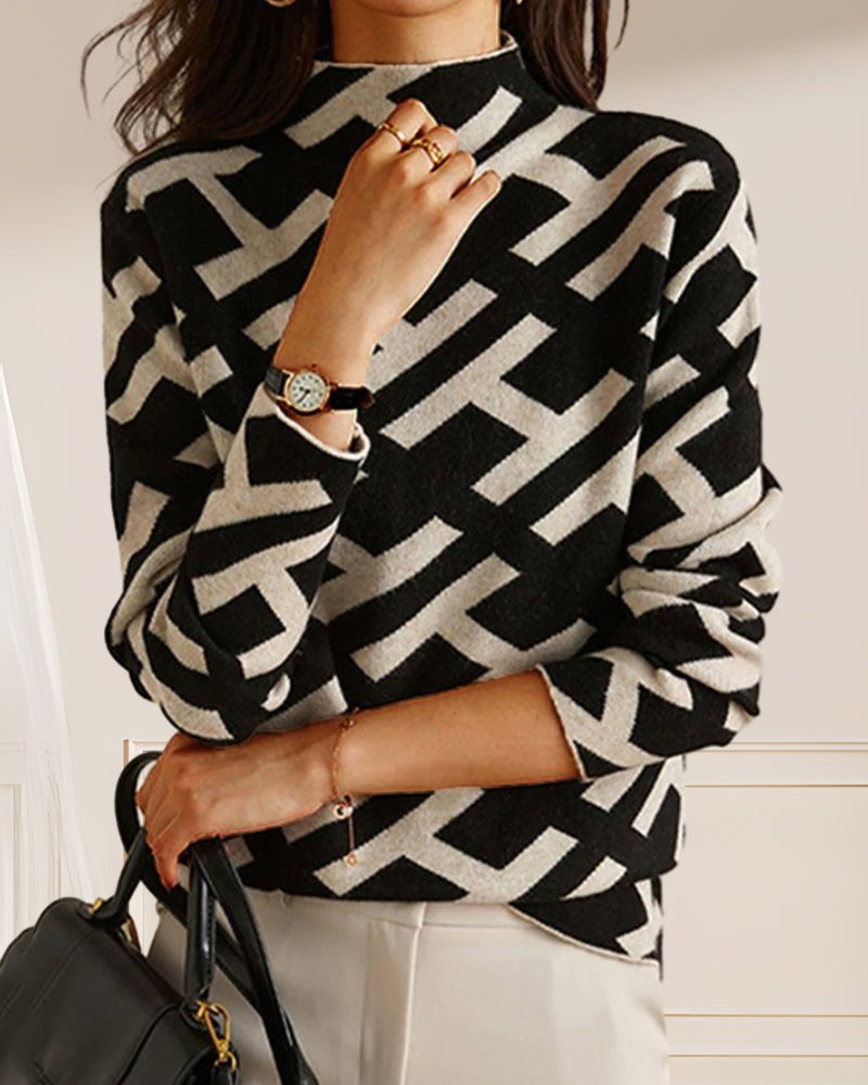 Damen Pullover mit Modernem Muster – Eleganz trifft Komfort
