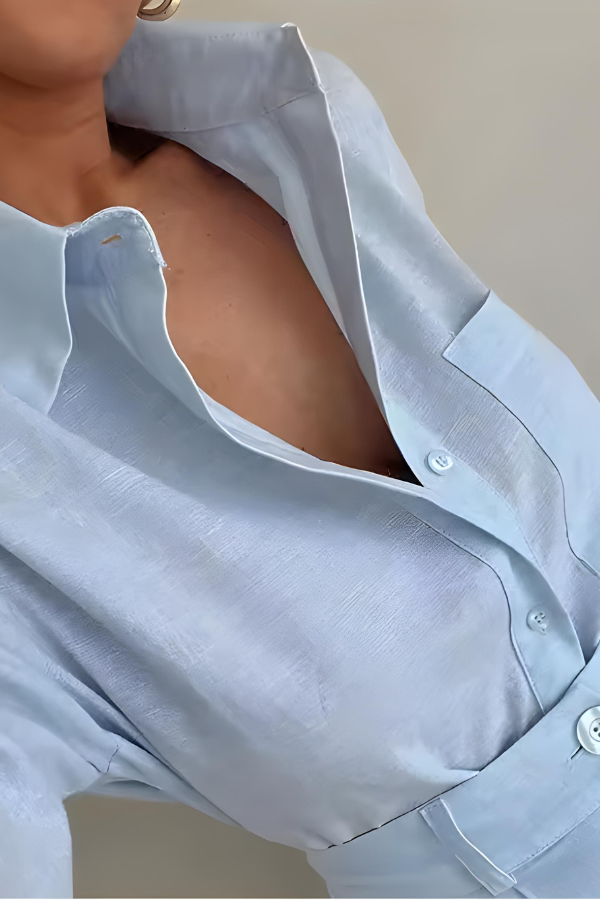 Damen Set mit Hoch Tailliertem Hemd und Shorts für Elegante Looks