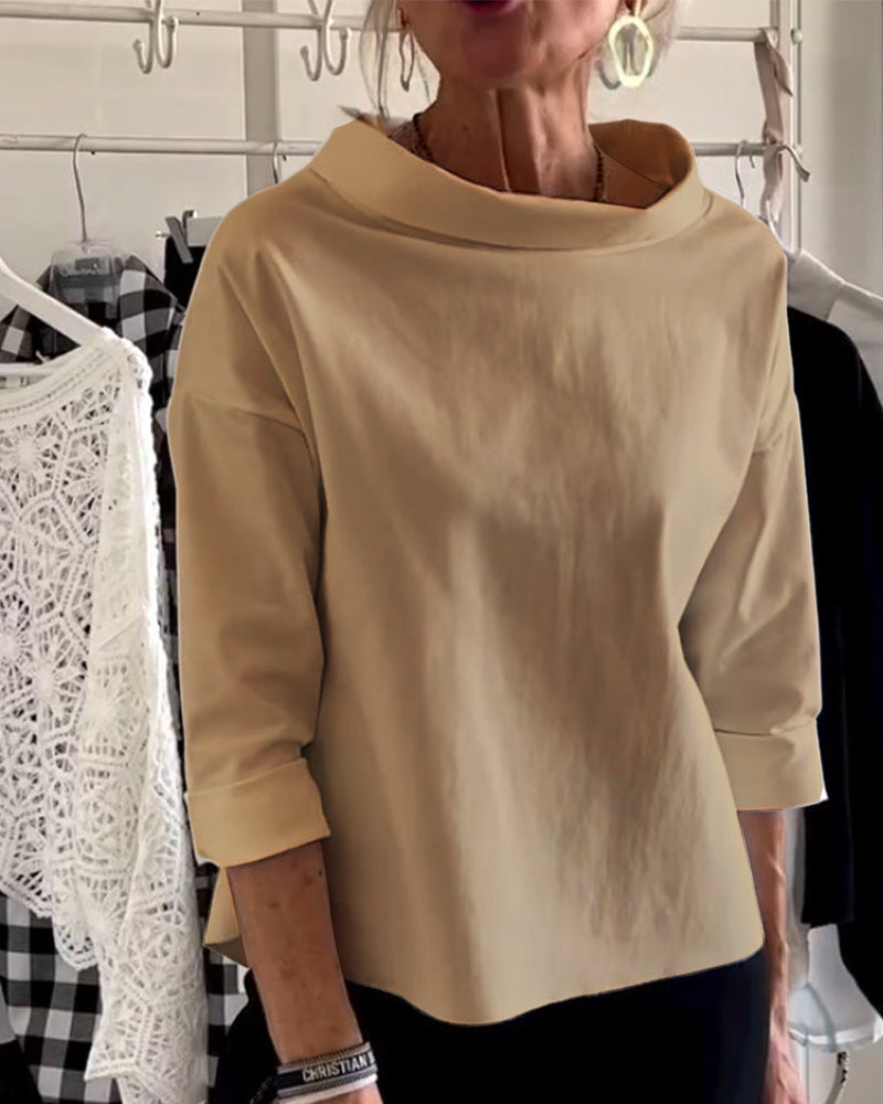 Damen-Shirt mit elegantem U-Boot-Ausschnitt und 3/4-Ärmeln – Stilvoll und vielseitig für jeden Anlass5