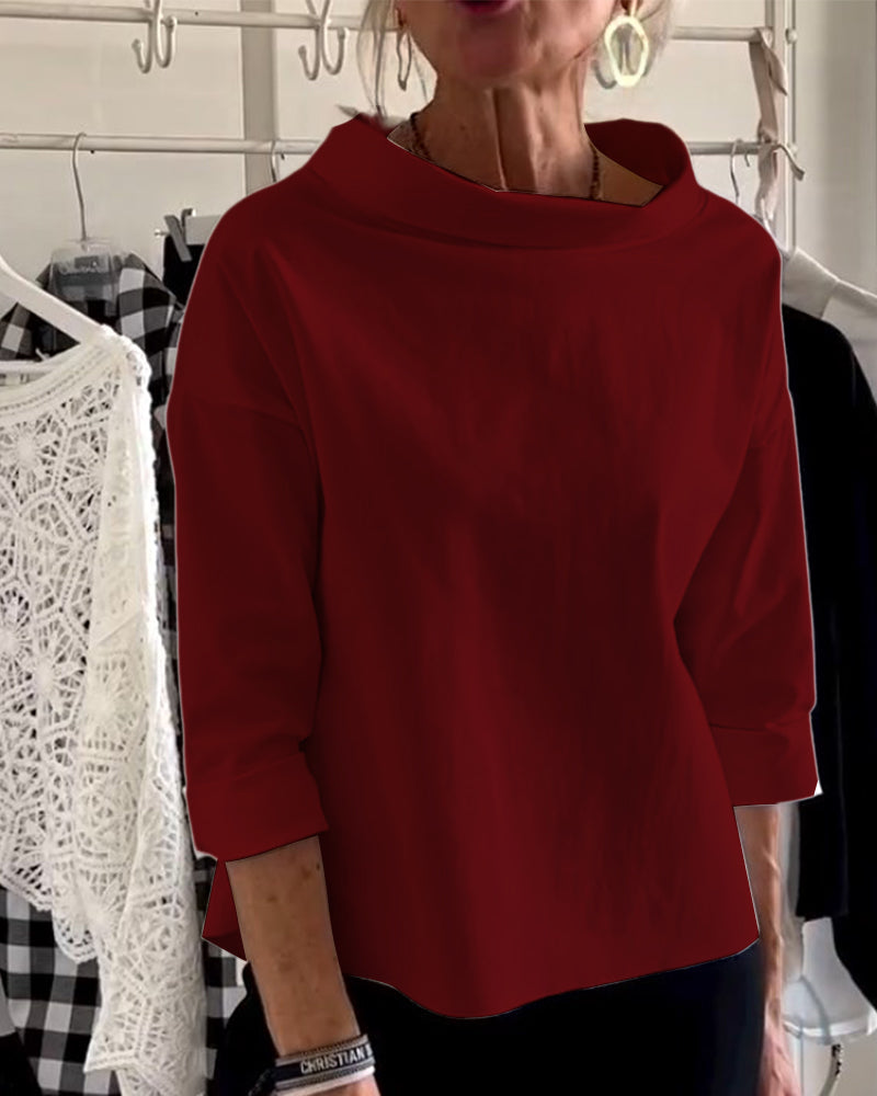 Damen-Shirt mit elegantem U-Boot-Ausschnitt und 3/4-Ärmeln – Stilvoll und vielseitig für jeden Anlass6