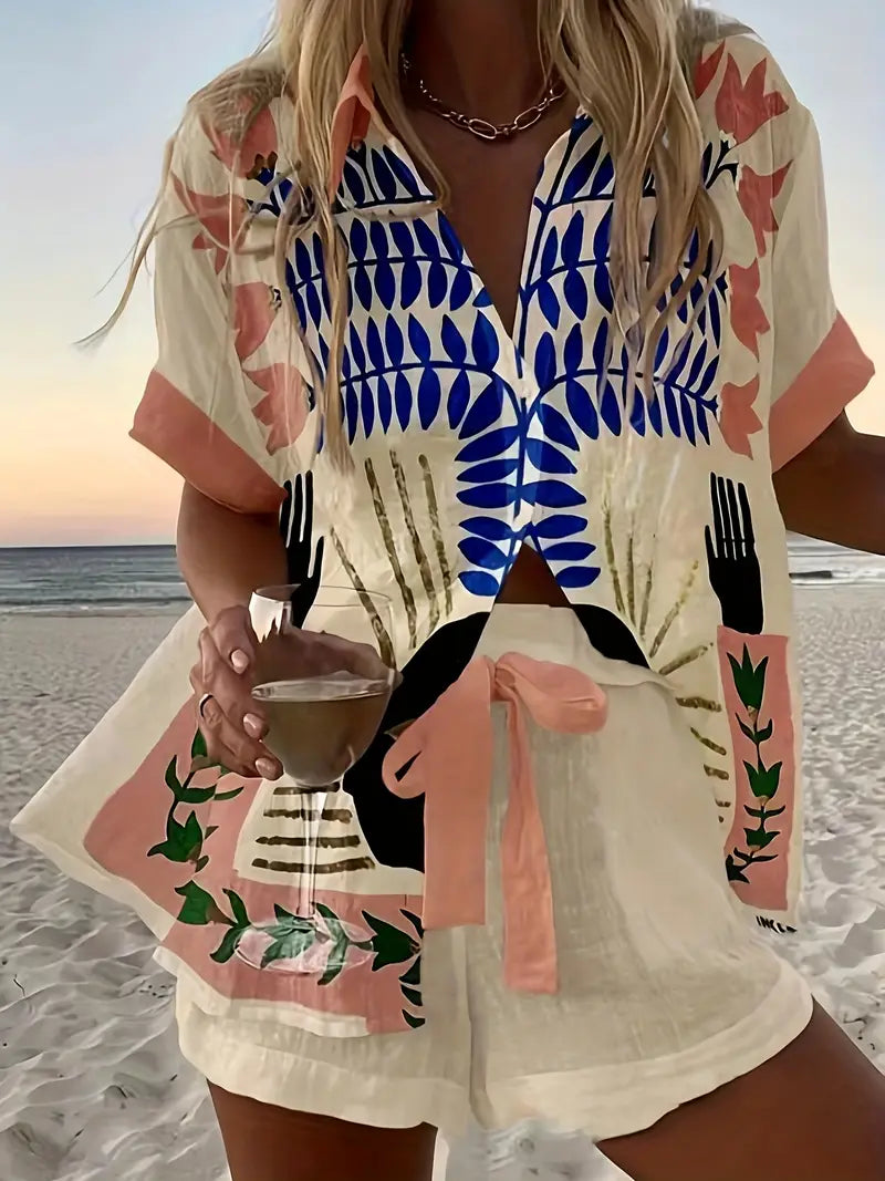 Damen-Shirt mit kurzen Ärmeln und Shorts - lässiger Stil für entspannte Tage