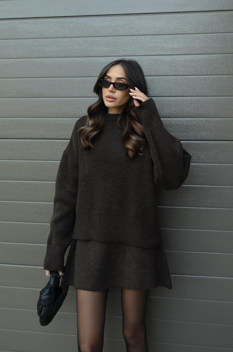 Damen Strick-Zweiteiler – Kuscheliges Set aus Pullover und Rock4