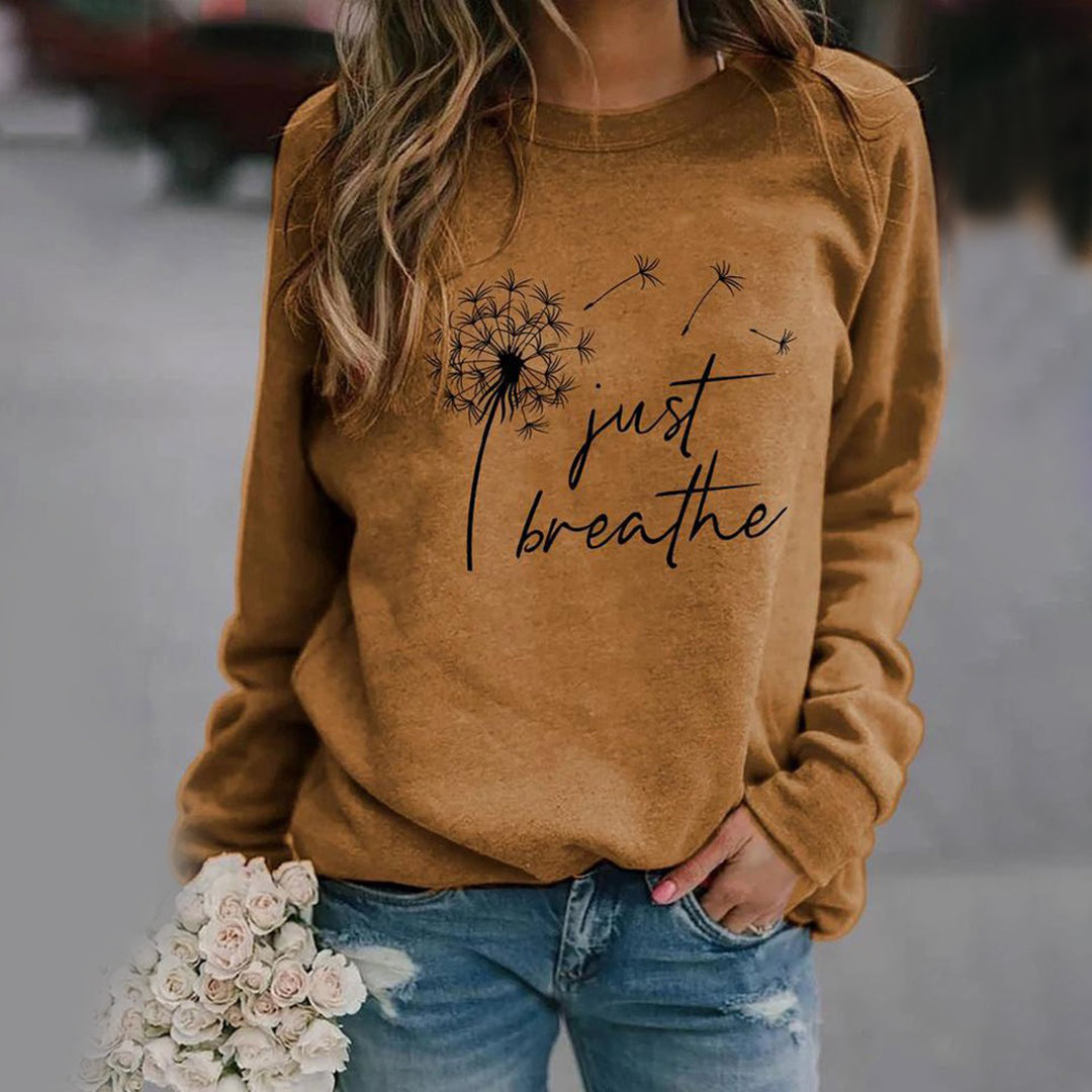 Damen-Sweatshirt mit "Just Breathe"-Motiv – Bequem und inspirierend für den Alltag