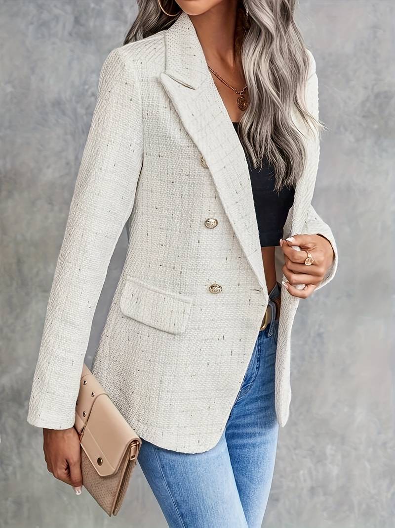 Damen Tweed-Blazer mit Knopfleiste – Elegant & Zeitlos
