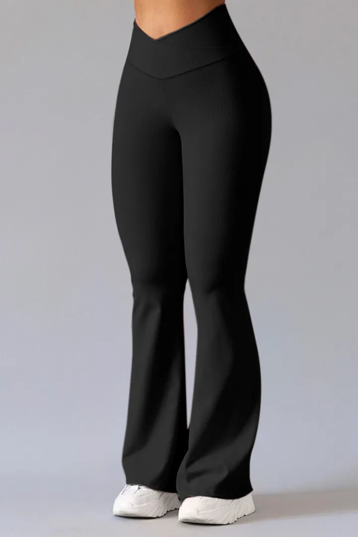 Damen-Yoga-Leggings mit V-förmigem Bund und ausgestelltem Bein – Komfort und Stil für Sport und Freizeit