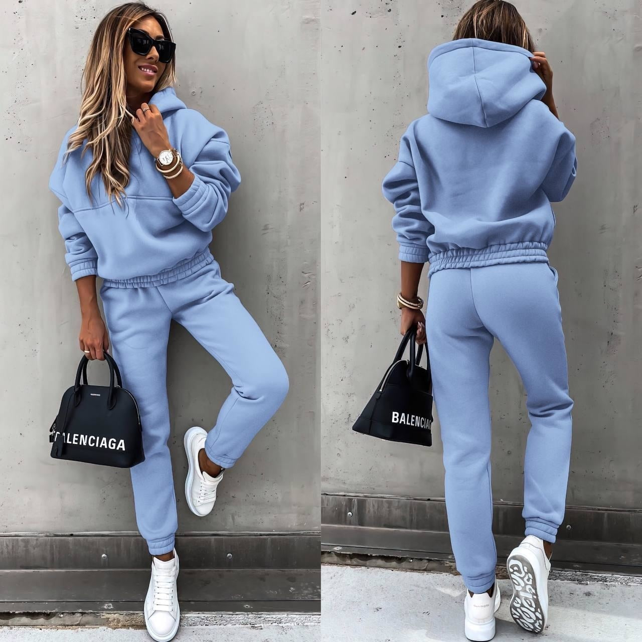 Damen Zweiteiliger Oversize Hoodie Trainingsanzug – Lässiges Jogger Set2