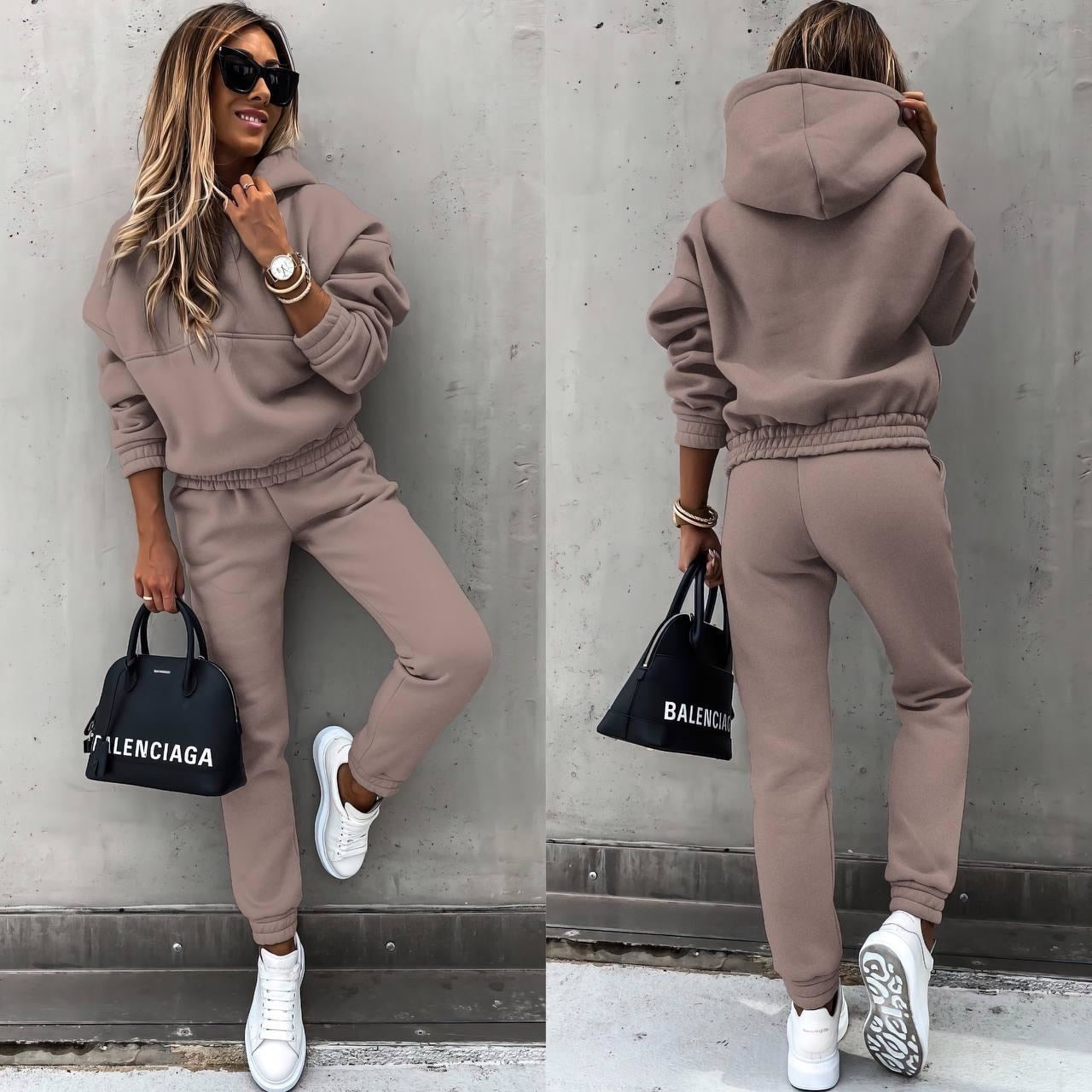 Damen Zweiteiliger Oversize Hoodie Trainingsanzug – Lässiges Jogger Set1