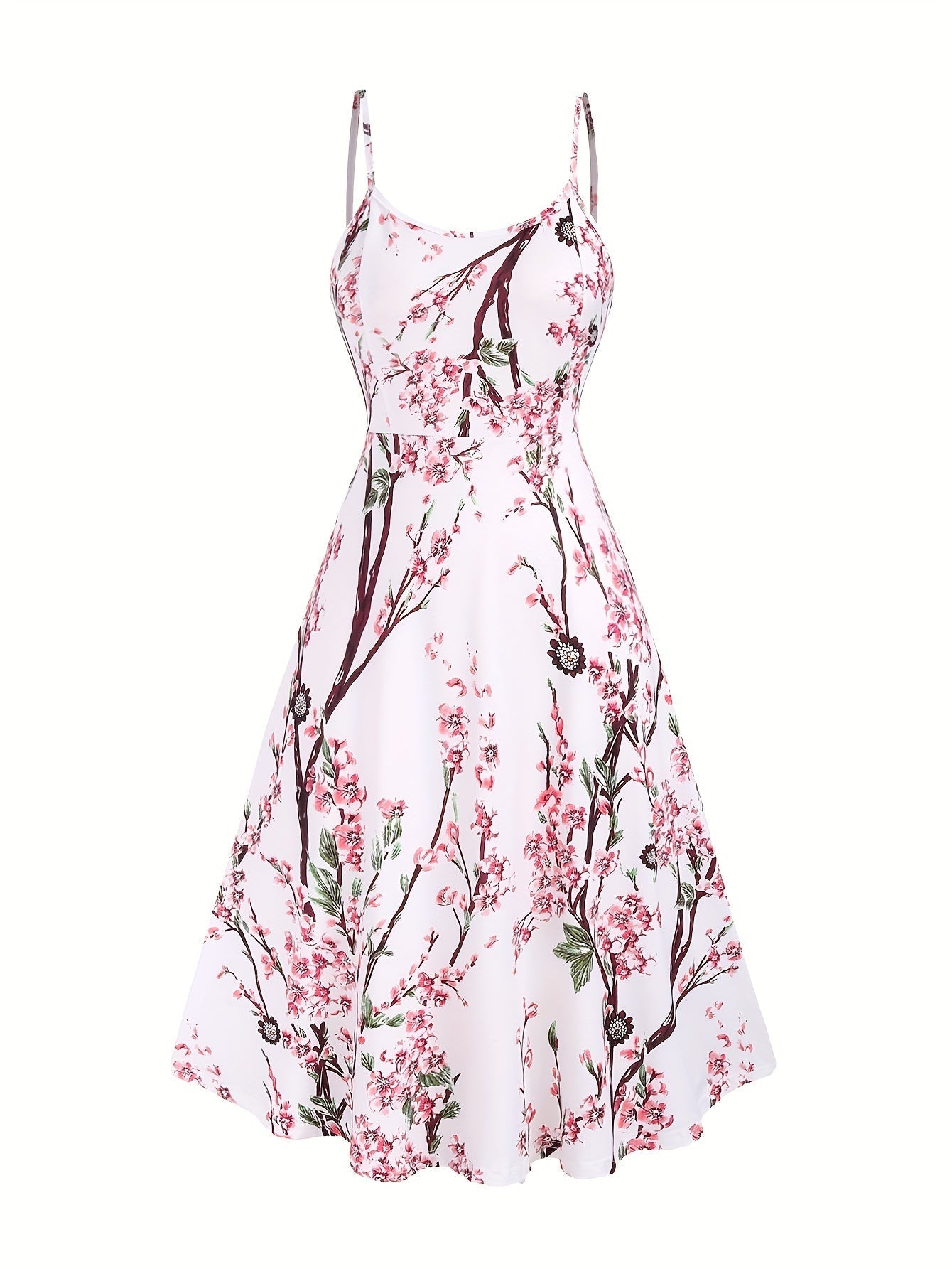 Damen Zweiteiliges Kleid Set Blumendruck Vintage Sommerkleid